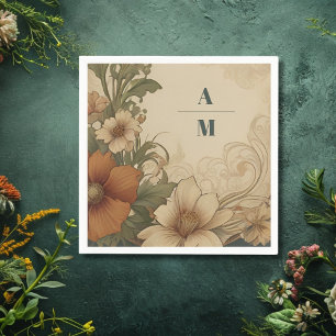 Serviette En Papier Mariage Art Nouveau Bougainvillée Vintage