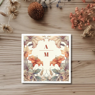 Serviette En Papier Mariage Art Nouveau Floral Vintage