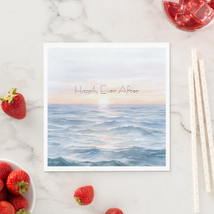 Serviette En Papier Mariage au coucher de soleil sur l'océan à jamais