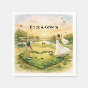 Serviette En Papier Mariage au Golf Chanceux en Amour Thème de la Sain