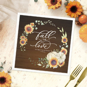 Serviette En Papier Mariage au Tournesol Citrouille Blanche de l'Amour