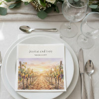 Mariage au vignoble au coucher du soleil aquarelle