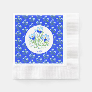 Serviette En Papier Mariage aux Crocus Bleus