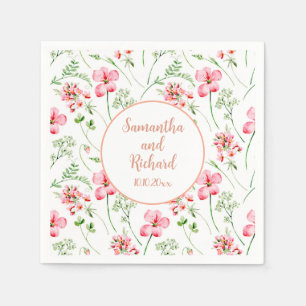 Serviette En Papier Mariage aux fleurs sauvages aquarelles colorées