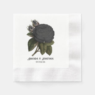 Serviette En Papier Mariage aux Roses Noires Gothiques Vintage