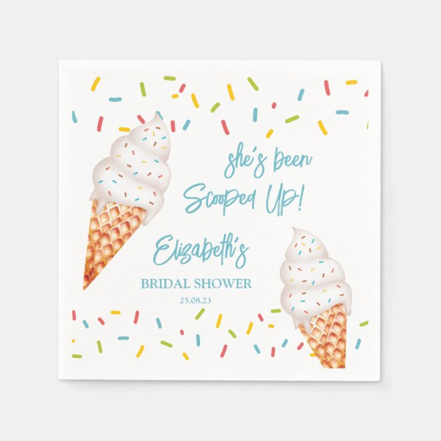 Serviette En Papier Mariage avec glace à la cuillère (Devant)