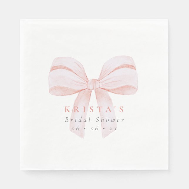 Serviette En Papier Mariage avec noeud papillon géant rose (Devant)