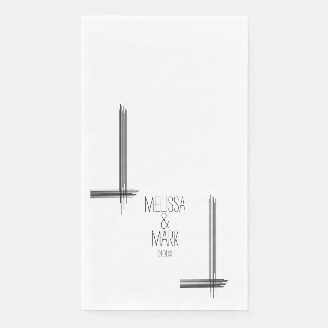 Serviette En Papier Mariage bandes abstraites dessinées à la main nom  (Devant)