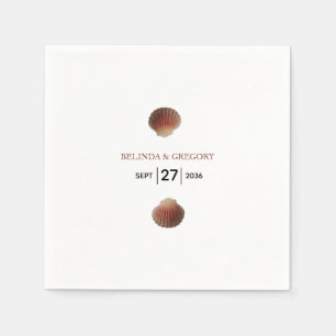 Serviette En Papier Mariage Beach Seashell Clams