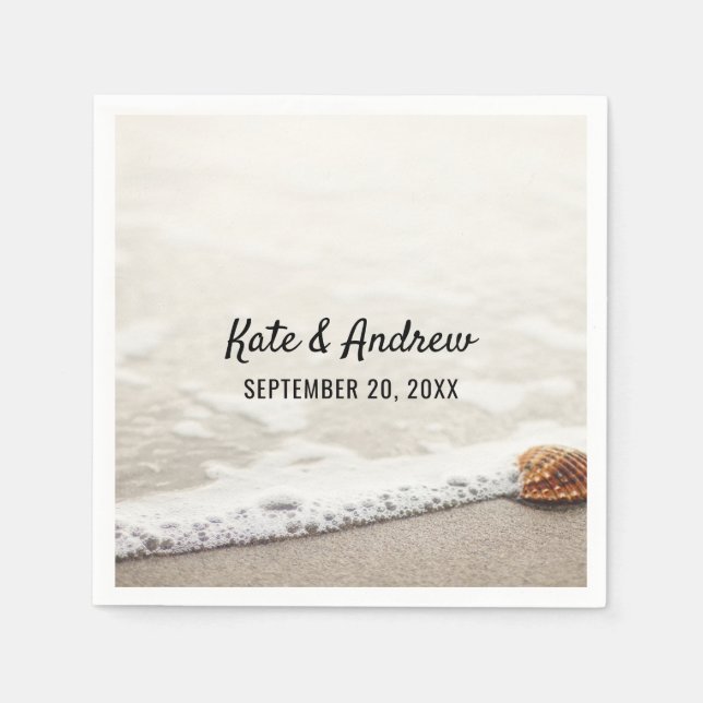 Serviette En Papier Mariage Beach Waves (Devant)
