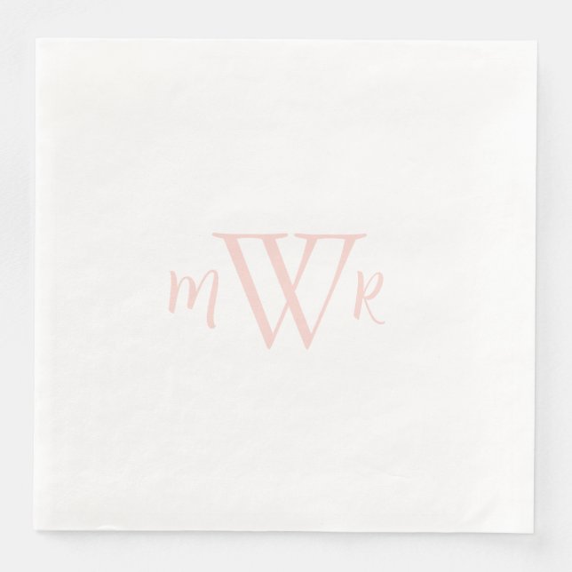 Serviette En Papier Mariage blanc de monogramme (Devant)