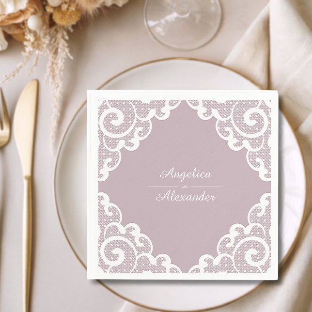 Serviette En Papier Mariage blanc dentelle (Créateur téléchargé)