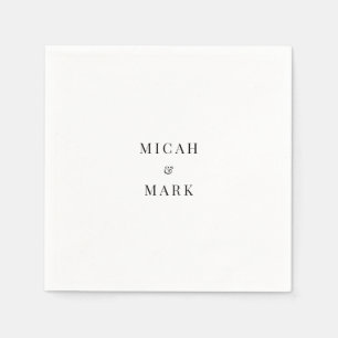 Serviette En Papier Mariage blanc personnalisé simple Cocktail Napkins