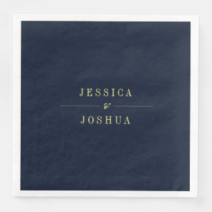 Serviette En Papier Mariage bleu de la marine céleste de minuit