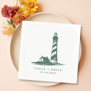 Serviette En Papier Mariage bleu foncé Nautical Seaside