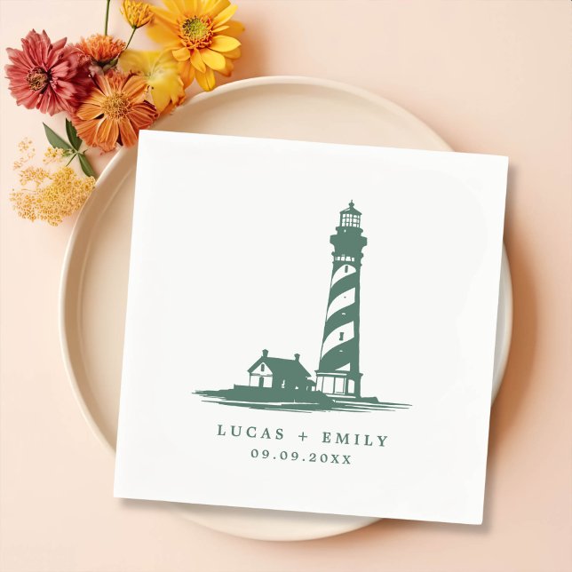 Serviette En Papier Mariage bleu foncé Nautical Seaside (Créateur téléchargé)