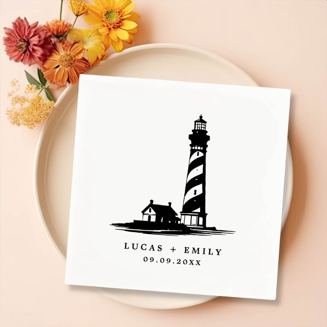 Serviette En Papier Mariage bleu foncé Nautical Seaside (Créateur téléchargé)