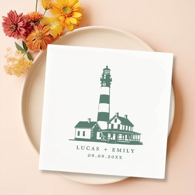 Serviette En Papier Mariage bleu foncé Nautical Seaside (Créateur téléchargé)