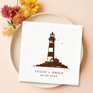 Serviette En Papier Mariage bleu foncé Nautical Seaside