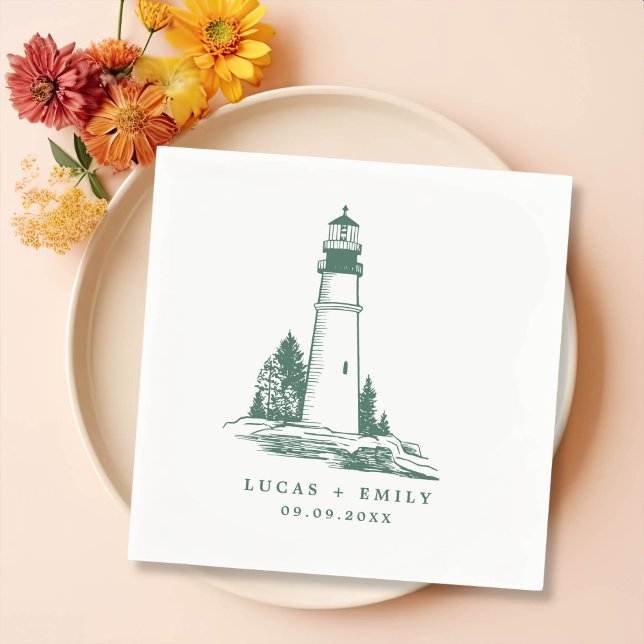Serviette En Papier Mariage bleu foncé Nautical Seaside (Créateur téléchargé)