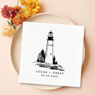 Serviette En Papier Mariage bleu foncé Nautical Seaside