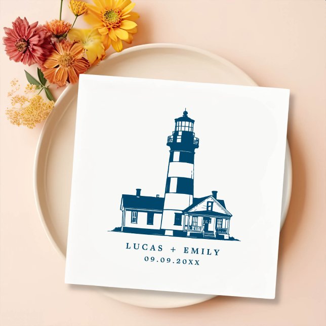 Serviette En Papier Mariage bleu foncé Nautical Seaside (Créateur téléchargé)