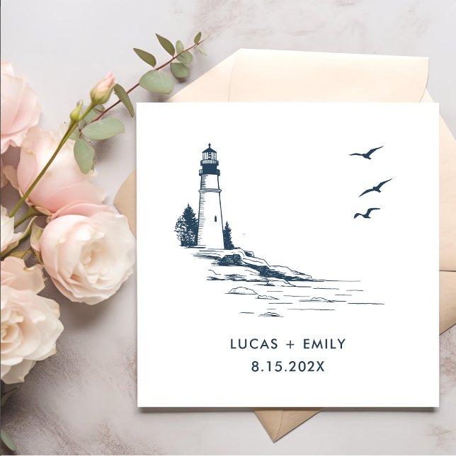 Serviette En Papier Mariage bleu foncé Nautical Seaside (Créateur téléchargé)