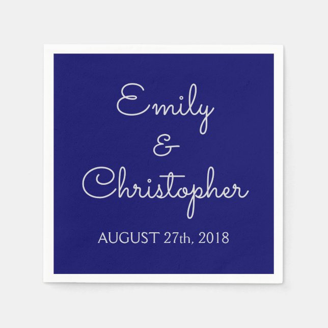 Serviette En Papier Mariage bleu marine ou réception simple serviettes (Devant)