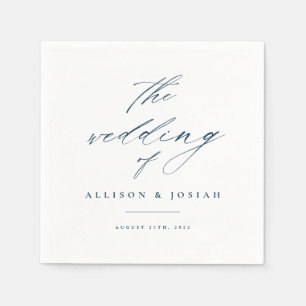 Serviette En Papier Mariage bleu marine simple