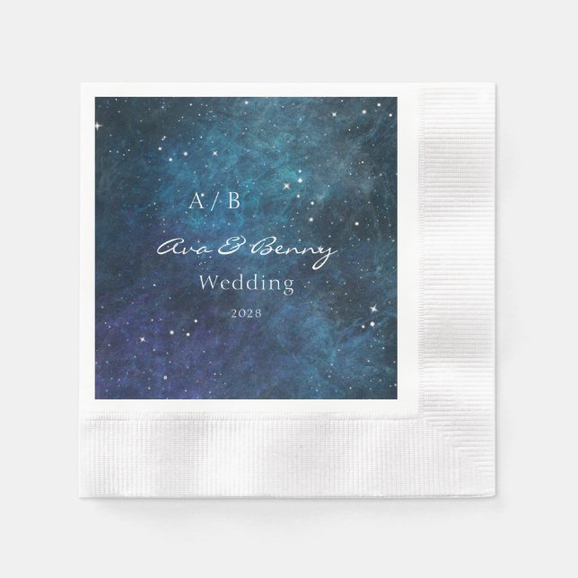 Serviette En Papier Mariage bleu violet Galaxy (Devant)