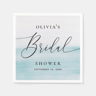 Serviette En Papier Mariage Blue Océan Élégante Plage Douce