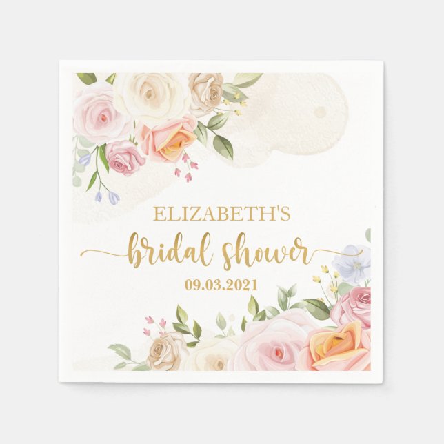 Serviette En Papier Mariage Blush Pink Bloom (Devant)