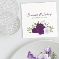 Mariage Bohème Chic Roses Aquarelle Violet Prune