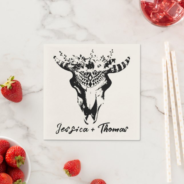 Serviette En Papier Mariage Bohème Cocktail Personnalisé (En situation)