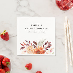 Serviette En Papier Mariage Bohème Floral d'Automne