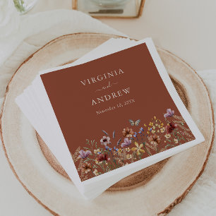 Serviette En Papier Mariage Bohème Floral Terracotta