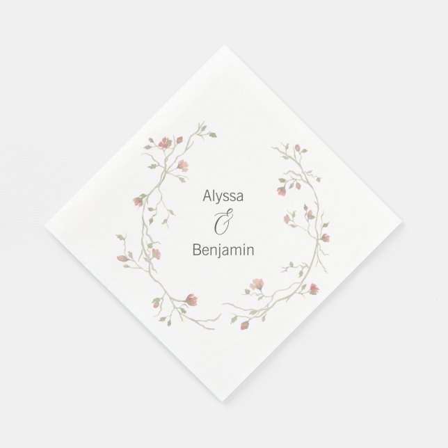 Serviette En Papier Mariage Bohème Personnalisé Napkin (Coin)