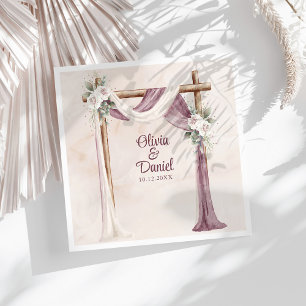 Serviette En Papier Mariage Bohème sous une Veranda Fleurie Violette