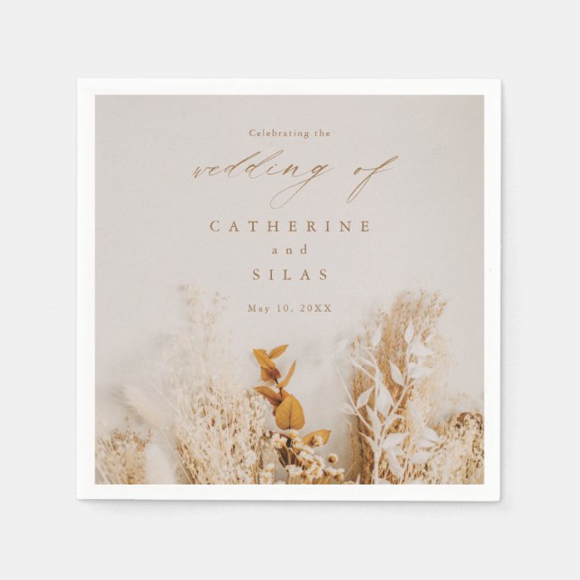 Serviette En Papier Mariage Boho Fall Flowers (Devant)