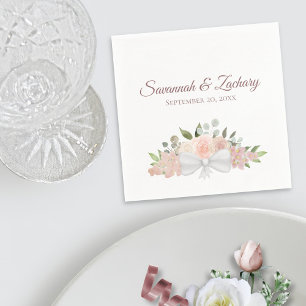 Serviette En Papier Mariage Boho Floral Rose rose Dusty