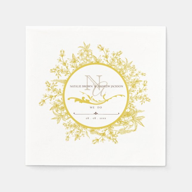 Serviette En Papier Mariage Boho Personnalisé Monogram Napkin (Devant)