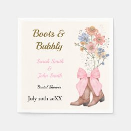 Serviette En Papier Mariage Boots et Bubbly