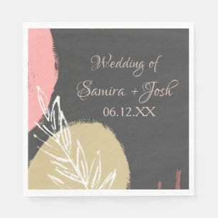 Serviette En Papier Mariage Botanique de Ton Terre Abstrait Dessiné à 