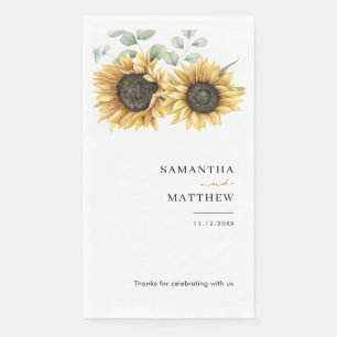 Serviette En Papier Mariage botanique floral de tournesol