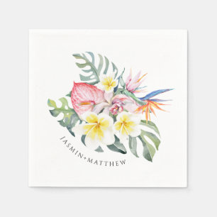 Serviette En Papier Mariage botanique floral tropical coloré
