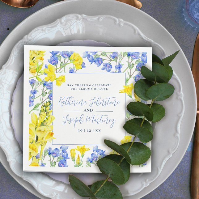 Serviette En Papier mariage botanique jaune fleur sauvage (Créateur téléchargé)