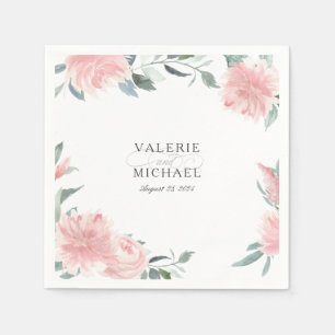 Serviette En Papier Mariage botanique rose vif