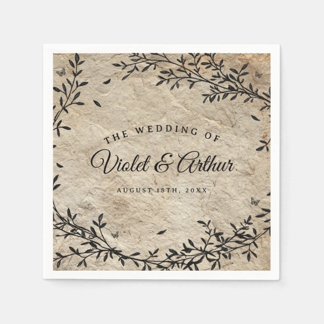 Serviette En Papier Mariage botanique vintage (Devant)