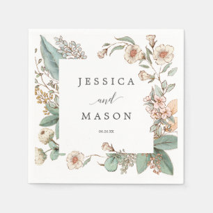 Serviette En Papier Mariage botanique vintage Napkin Cocktail Napkin