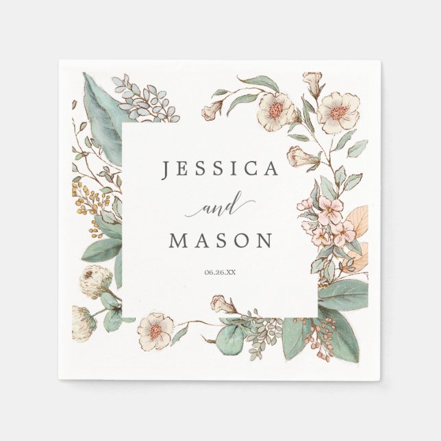 Serviette En Papier Mariage botanique vintage Napkin Cocktail Napkin (Devant)